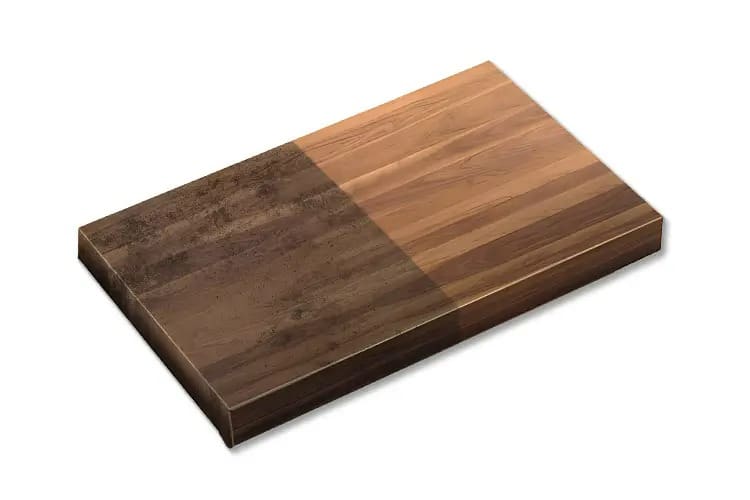 Holz vor und nach Laserreinigung
